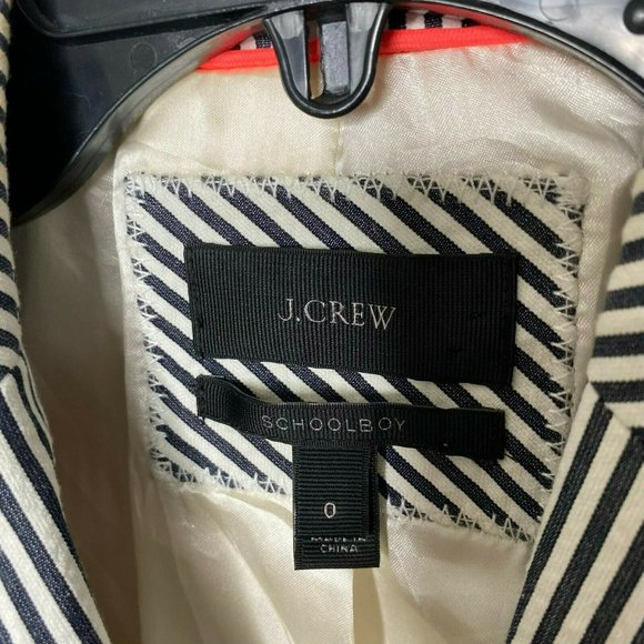 J Crew Black White Stripe Two Button Schoolboy Blazer Jacket - Picture 4 of 9